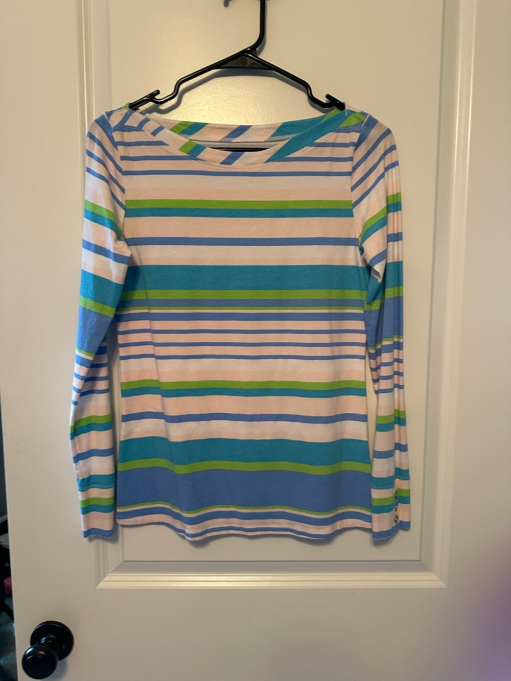 Lilly Pulitzer Striped Long Sleeve Tee in Blue, Green & White
